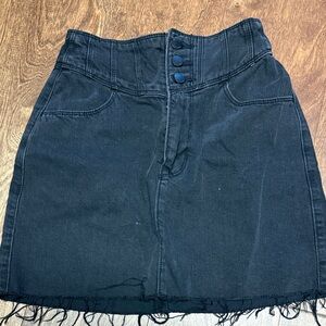 Hollister High-Waist Black Denim Mini Skirt
